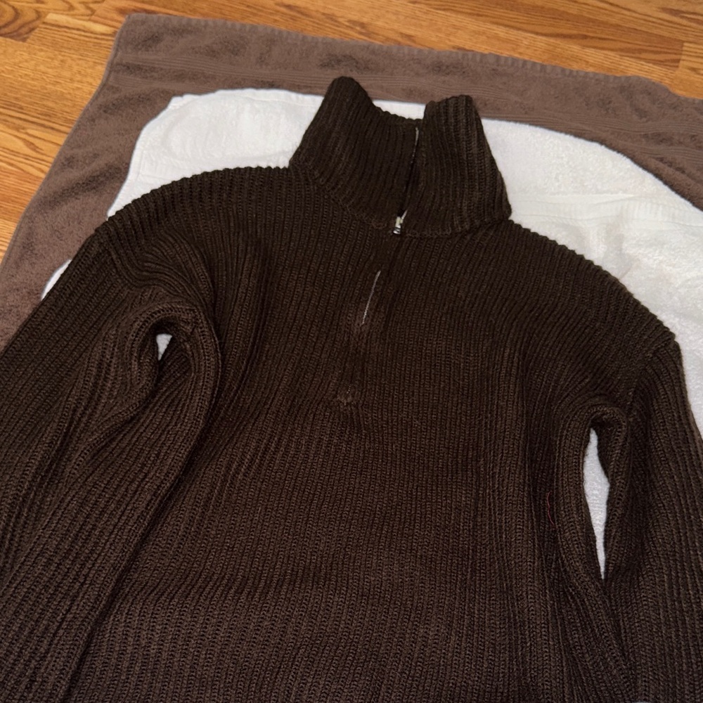 Women's Brown Zip-Up Sweater
